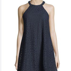 Taylor Halter-Neck Lace A-Line Dress - NAVY